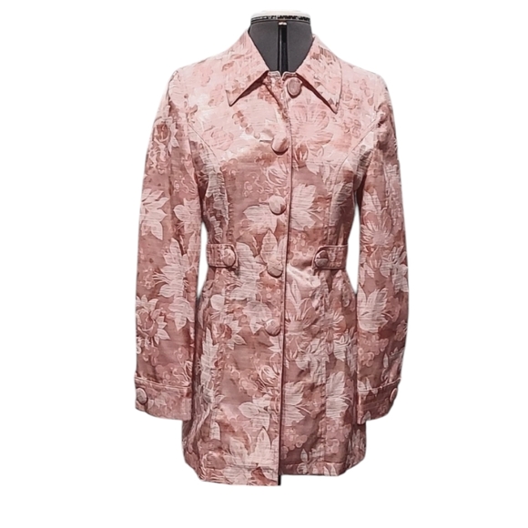 Arden B Jackets & Blazers - Arden B satin jacquard floral print pink jacket size xs